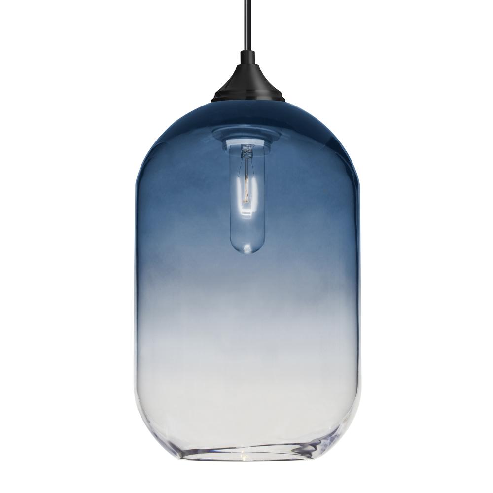 Besa, Omega 12 Cord Pendant, Steel/Clear, Black Finish, 1x60W Medium Base