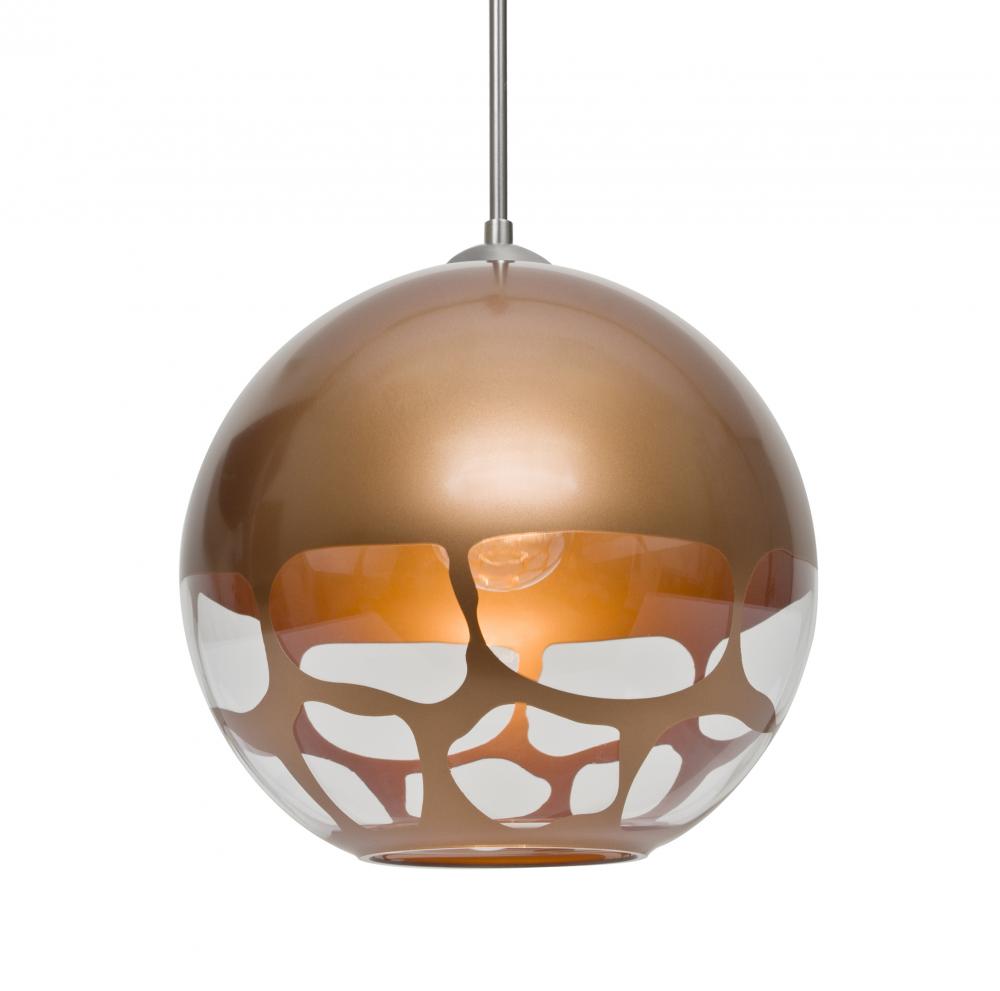 Besa, Rocky Cord Pendant, Copper, Satin Nickel Finish, 1x9W LED, 15Ft. Cord