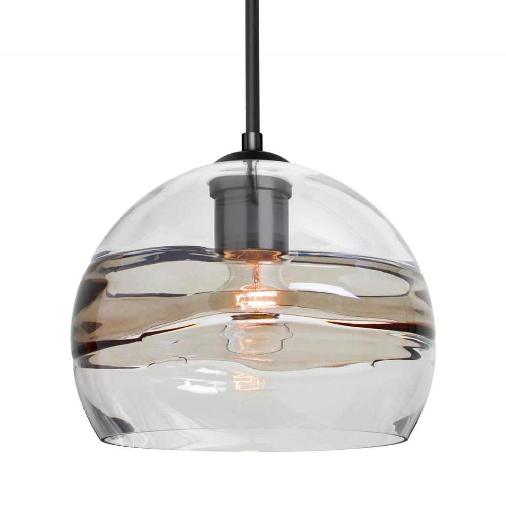 Besa Spirit 8 Pendant, Smoke/Clear, Black Finish, 1x60W Medium Base