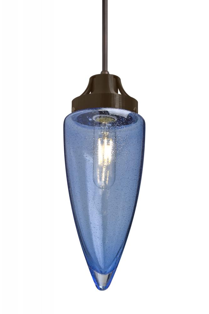 Besa, Sulu Cord Pendant, Blue Bubble, Bronze Finish, 1x8W LED Filament