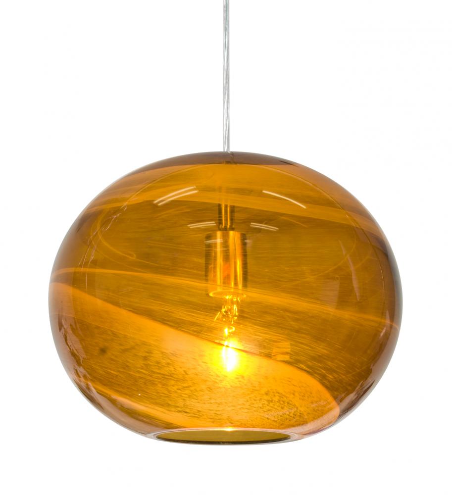 Besa, Geno Cord Pendant, Vapor Amber, Satin Nickel Finish, 1x60W Medium Base
