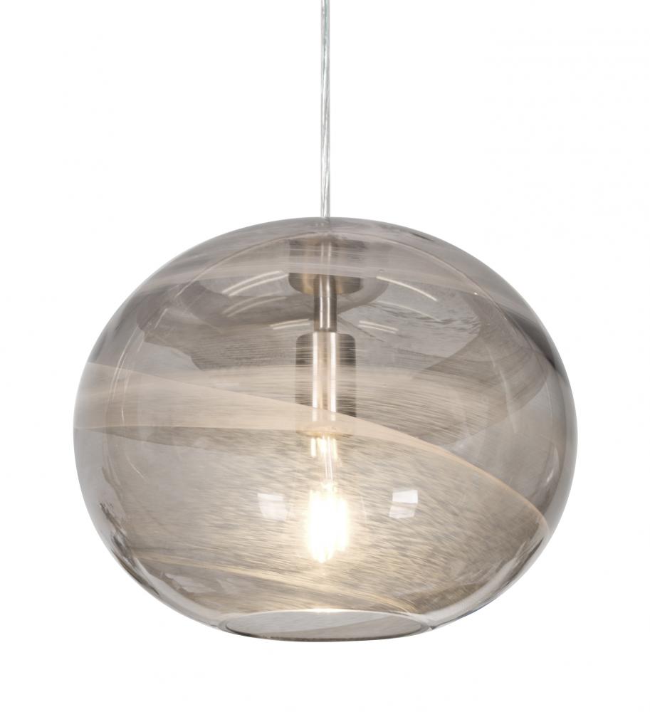 Besa, Geno Cord Pendant, Vapor Smoke, Satin Nickel Finish, 1x8W LED Filament