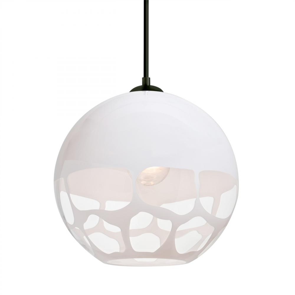 Besa, Rocky Cord Pendant, White, Black Finish, 1x60W Medium Base