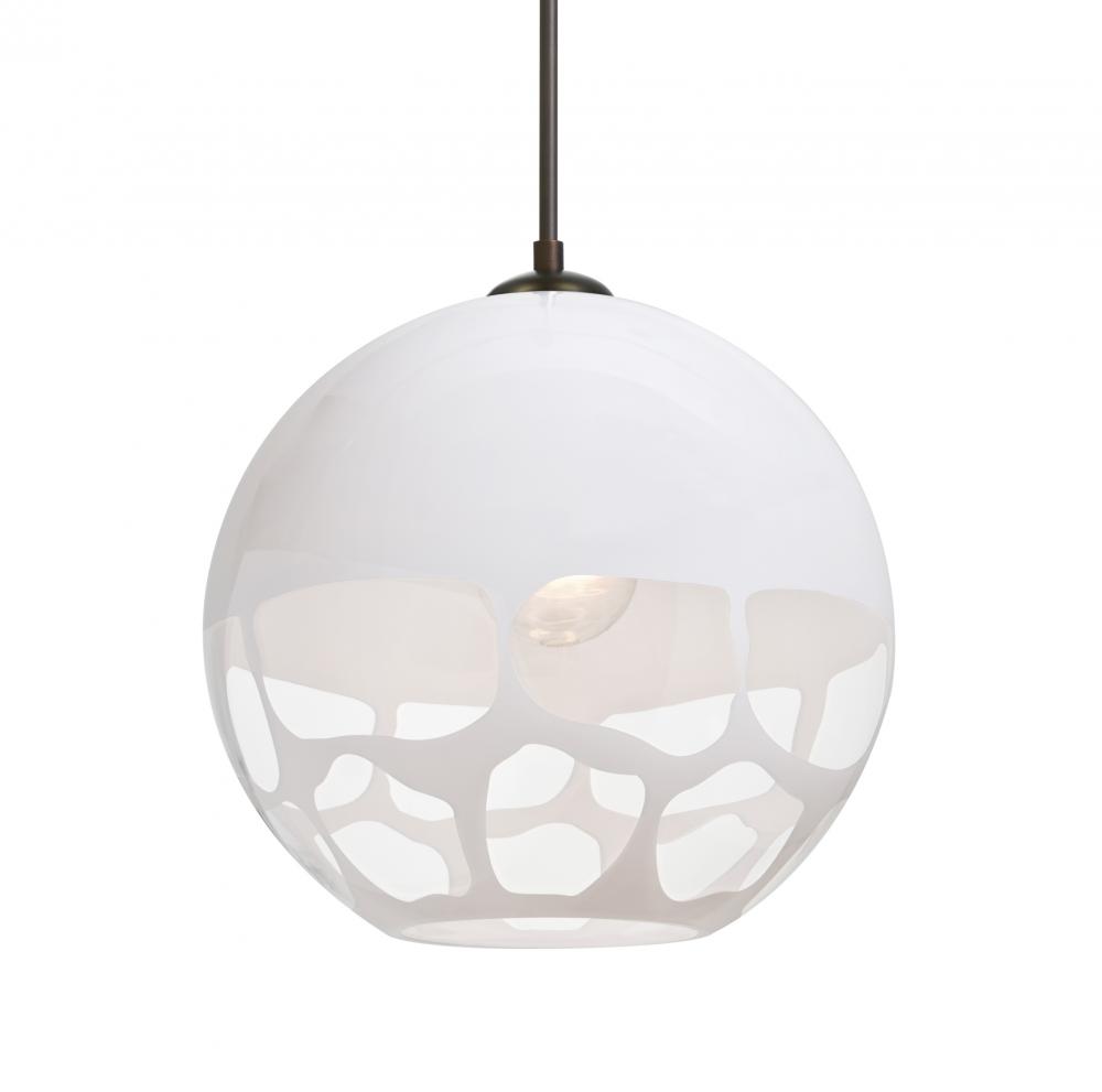 Besa, Rocky Cord Pendant, White, Bronze Finish, 1x60W Medium Base, 15Ft. Cord