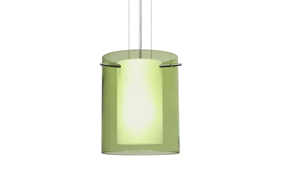 Besa Pendant Pahu 8 Satin Nickel Transparent Olive/Opal 1x100W Medium Base