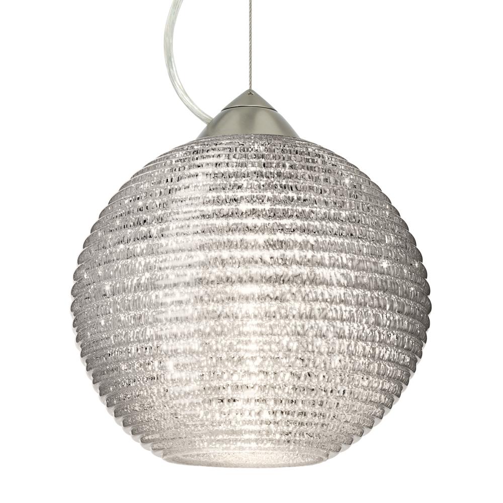 Besa Kristall 8 Pendant Satin Nickel Glitter 1x75W Medium Base, 15Ft. Cord