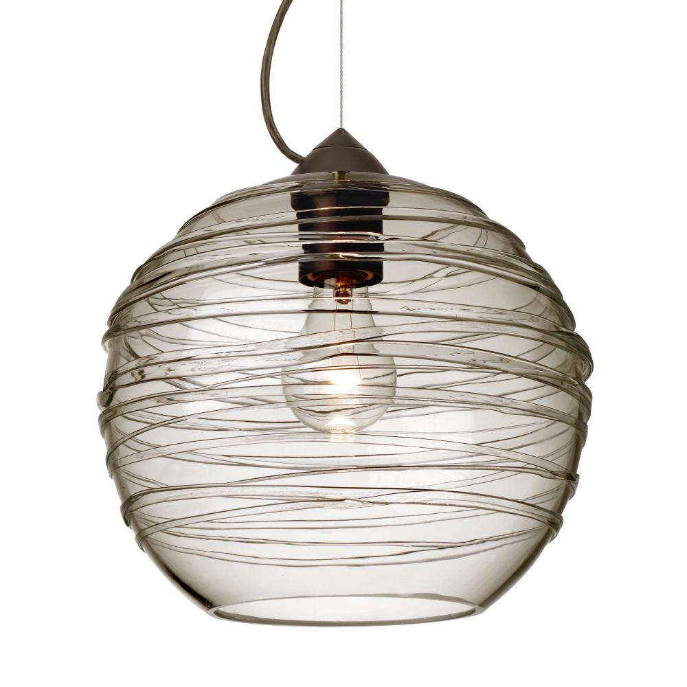 Besa Wave 10 Pendant Bronze Smoke 1x60W Medium Base, 15Ft. Cord