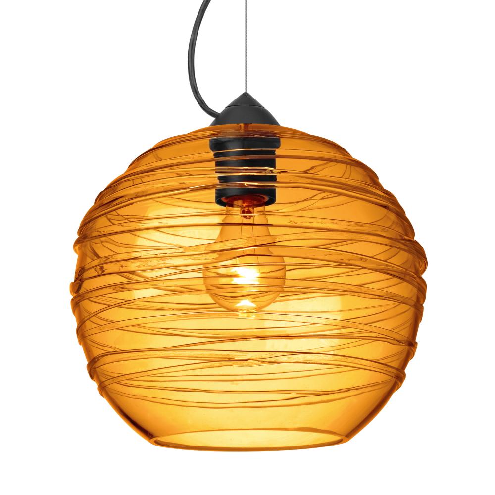 Besa Wave 10 Pendant Black Amber 1x60W Medium Base