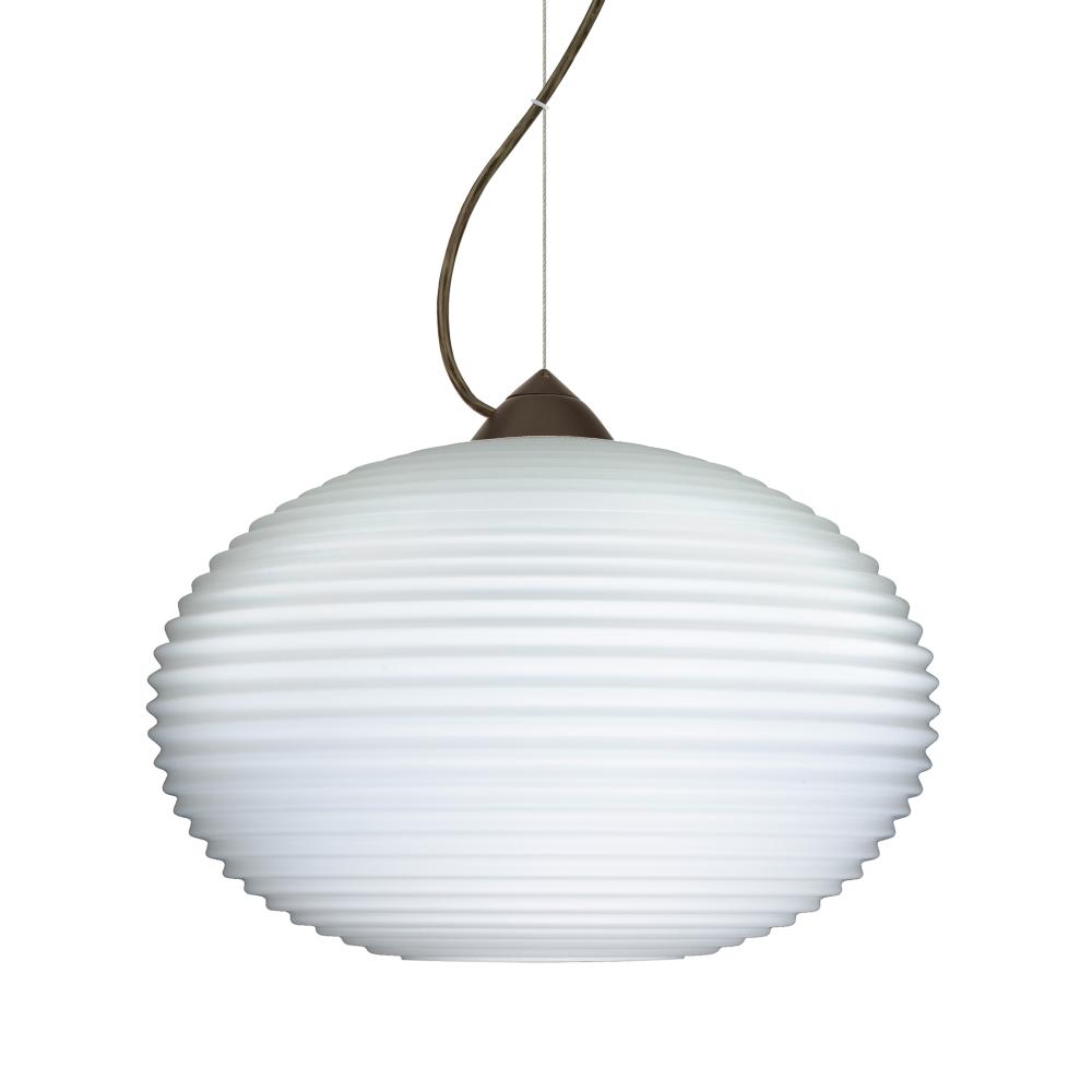 Besa Pape 10 Pendant 1Kx Opal Ribbed Bronze 1x100W Medium Base, 15Ft. Cord