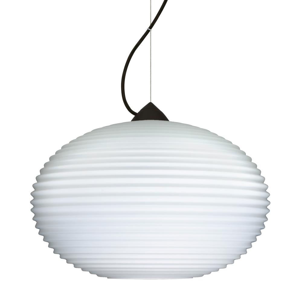 Besa Pape 12 Pendant 1Kx Opal Ribbed Black 1x100W Medium Base