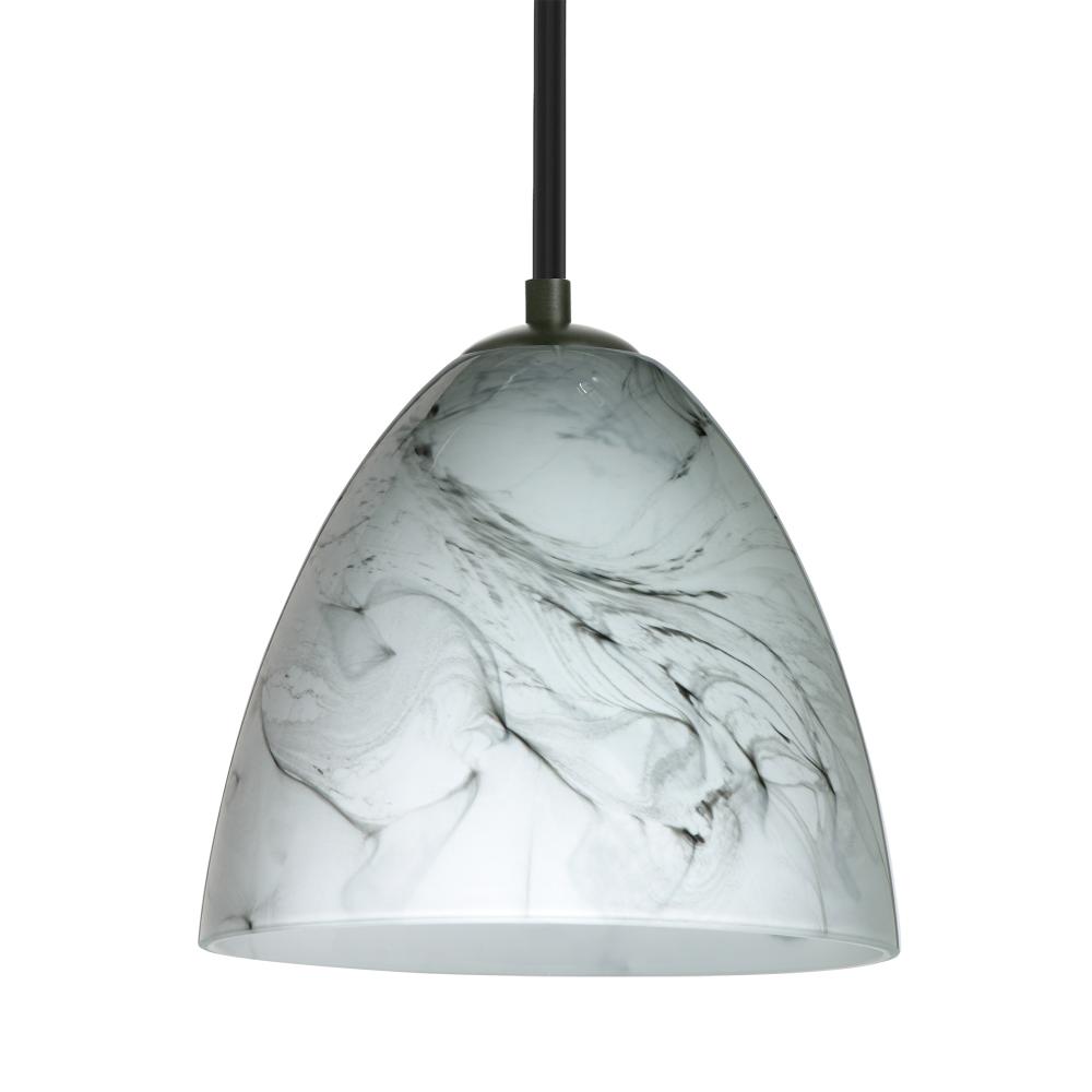 Besa Vila Stem Pendant Black Marble Grigio 1x60W Medium Base