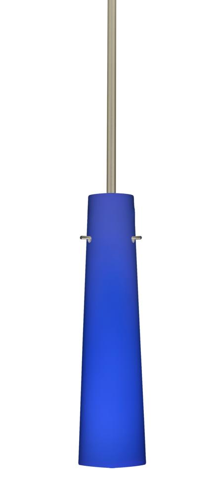 Besa Camino Stem Pendant Satin Nickel Cobalt Blue Matte 1x40W E12 base