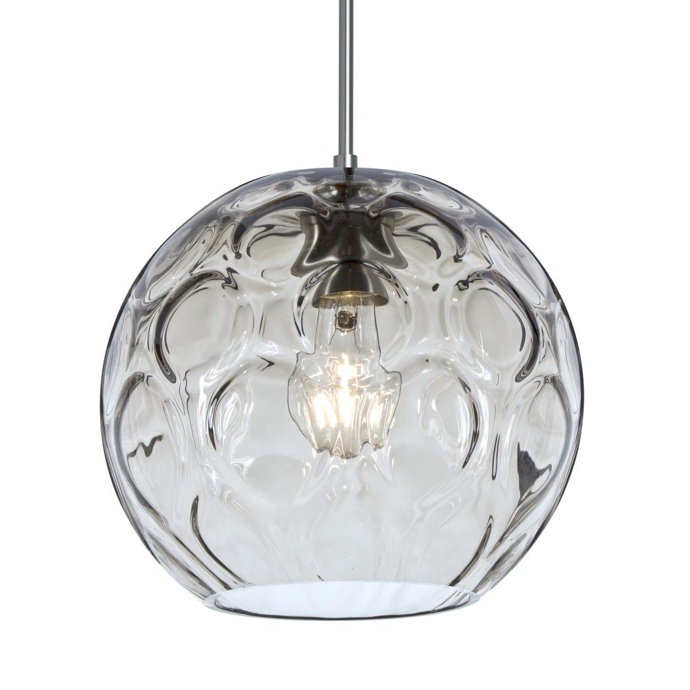 Besa Bombay Cord Pendant, Clear, Satin Nickel Finish, 1x60W Medium Base, 15Ft. Cord