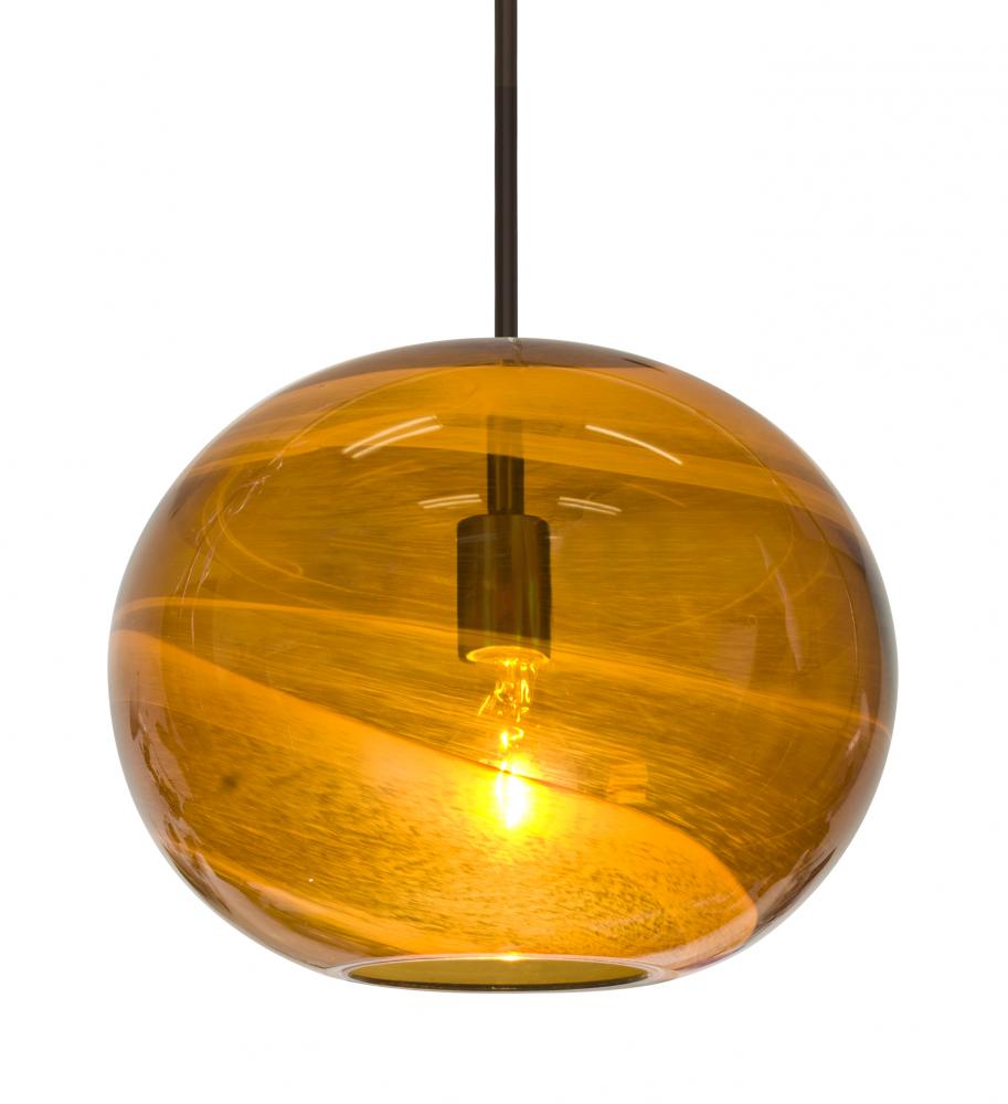 Besa, Geno Stem Pendant, Vapor Amber, Bronze Finish, 1x60W Medium Base
