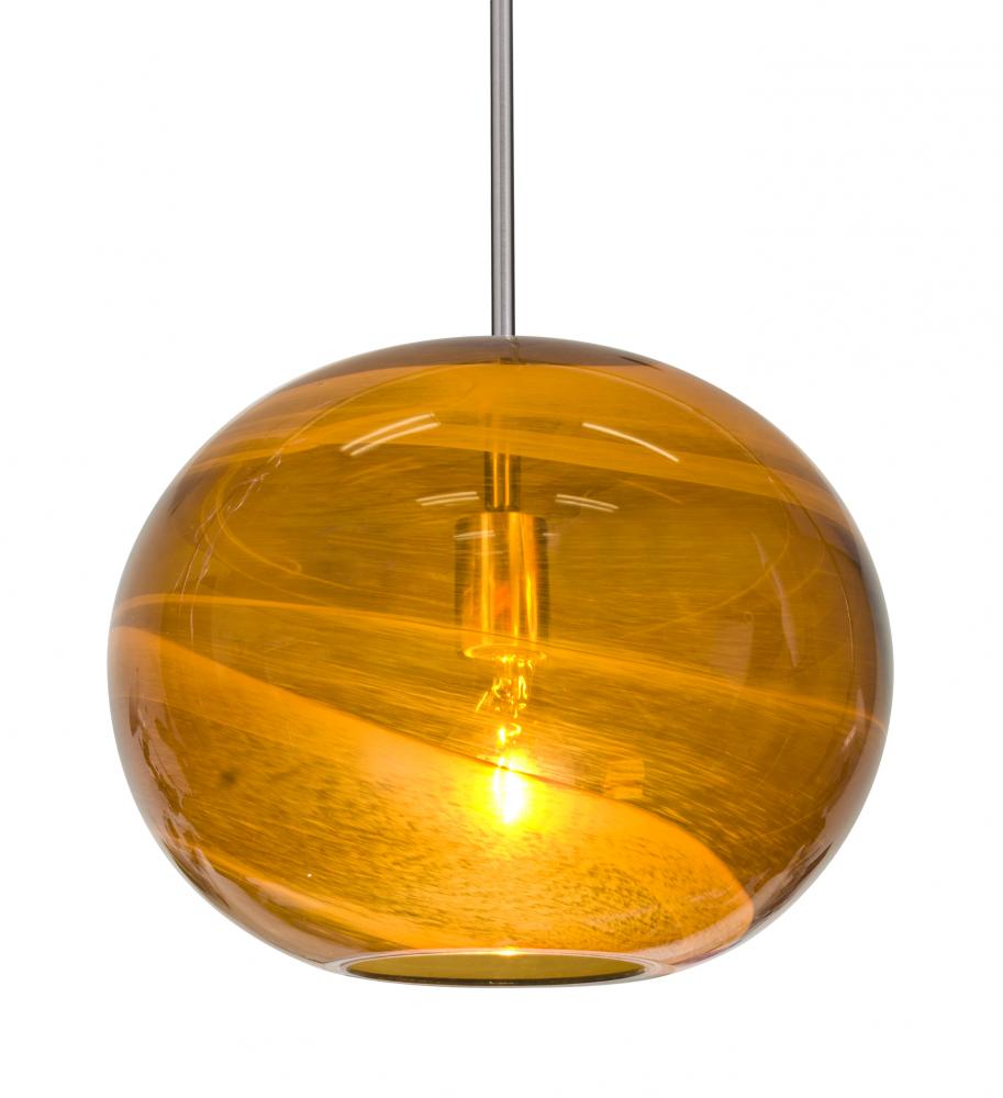 Besa, Geno Stem Pendant, Vapor Amber, Satin Nickel Finish, 1x60W Medium Base