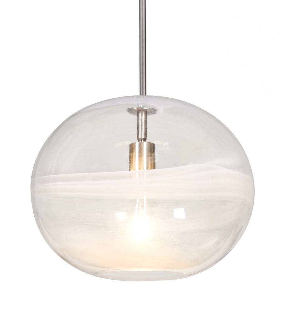Besa, Geno Stem Pendant, Vapor Clear, Satin Nickel Finish, 1x60W Medium Base