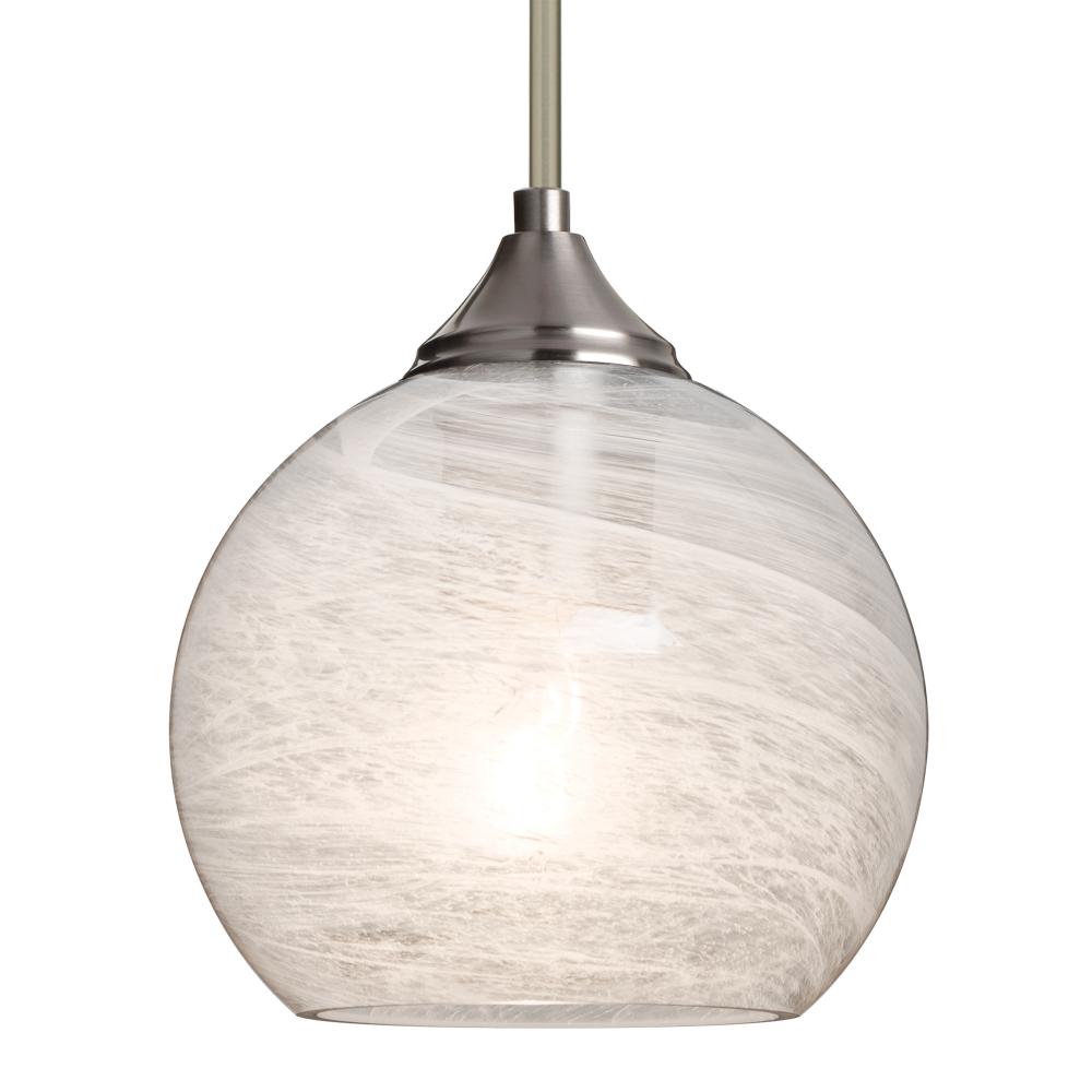 Besa, Jilly Stem Pendant, Vapor Clear, Satin Nickel Finish, 1x60W Medium Base, 15Ft. Cord