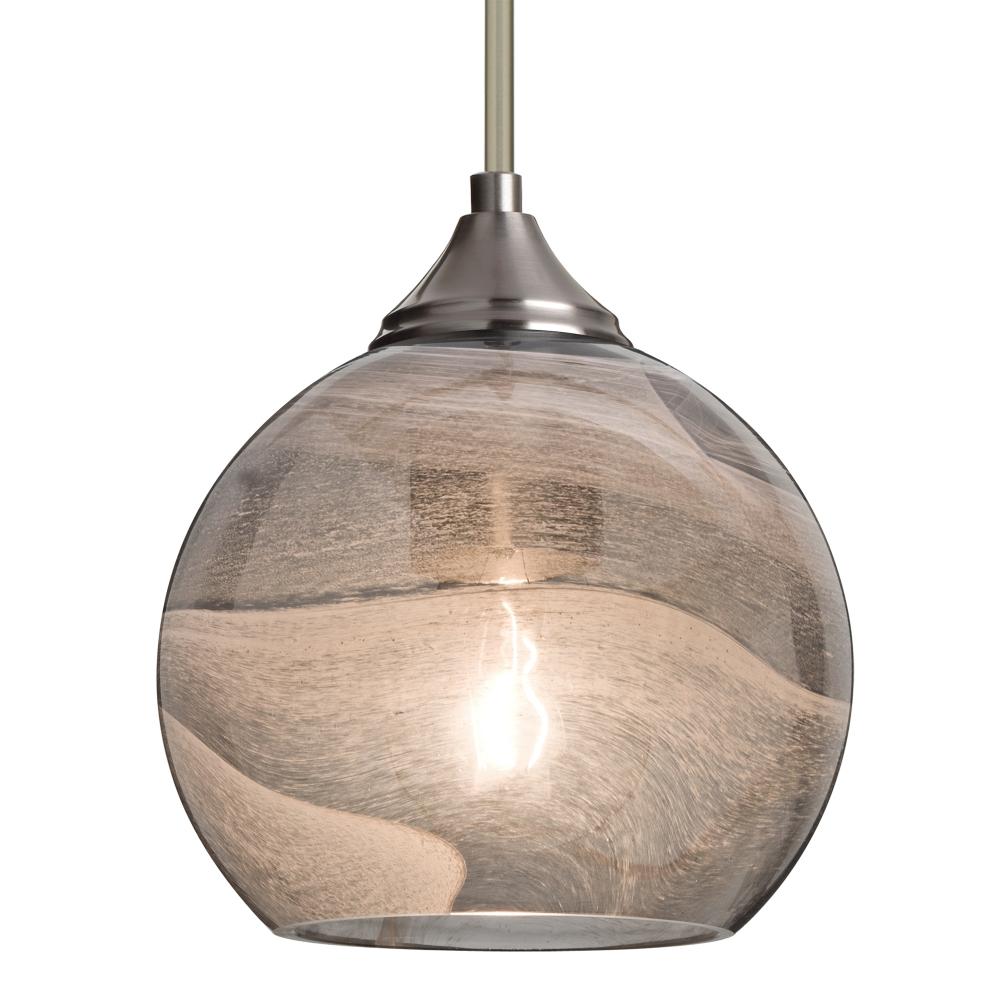 Besa, Jilly Stem Pendant, Vapor Smoke, Satin Nickel Finish, 1x60W Medium Base, 15Ft. Cord