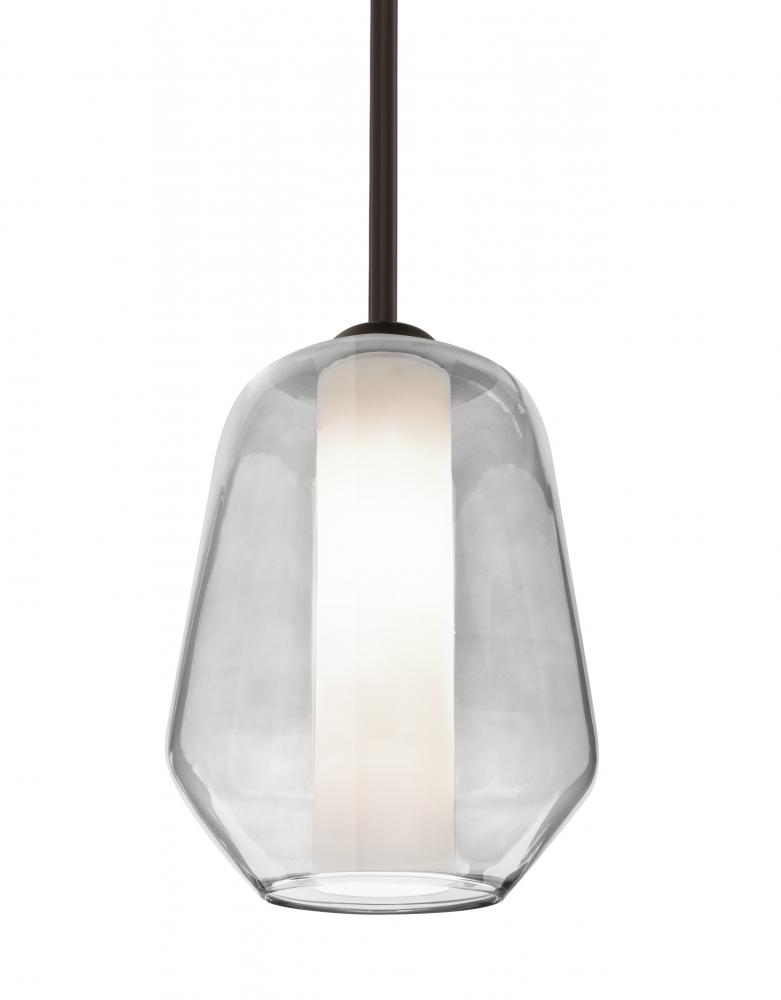 Besa Link Stem Pendant, Clear/Opal, Bronze Finish, 1x60W Medium Base