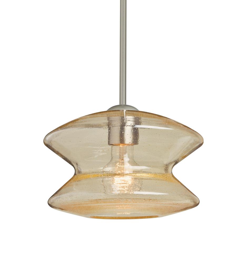 Besa, Zen Stem Pendant, Gold Bubble, Satin Nickel Finish, 1x60W Medium Base