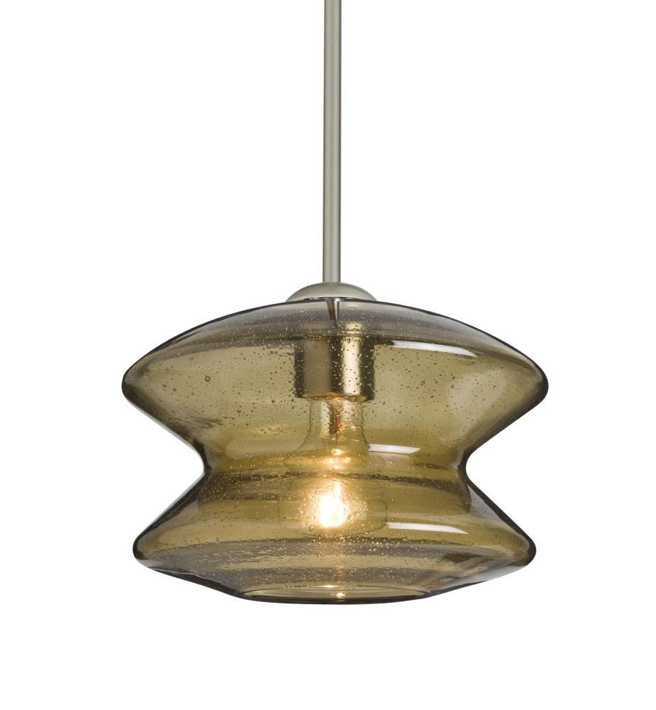Besa, Zen Stem Pendant, Latte Bubble, Satin Nickel Finish, 1x60W Medium Base