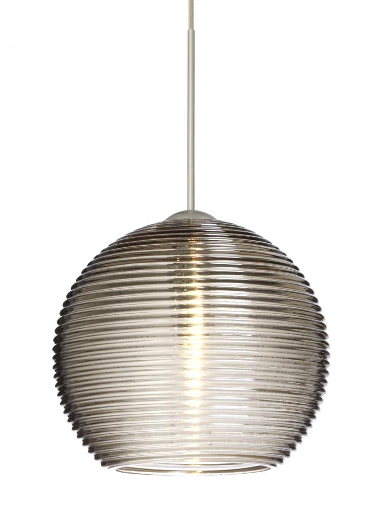 Besa Pendant Kristall 6 Satin Nickel Smoke 1xMAX GY6.35 Base, 15Ft. Cord