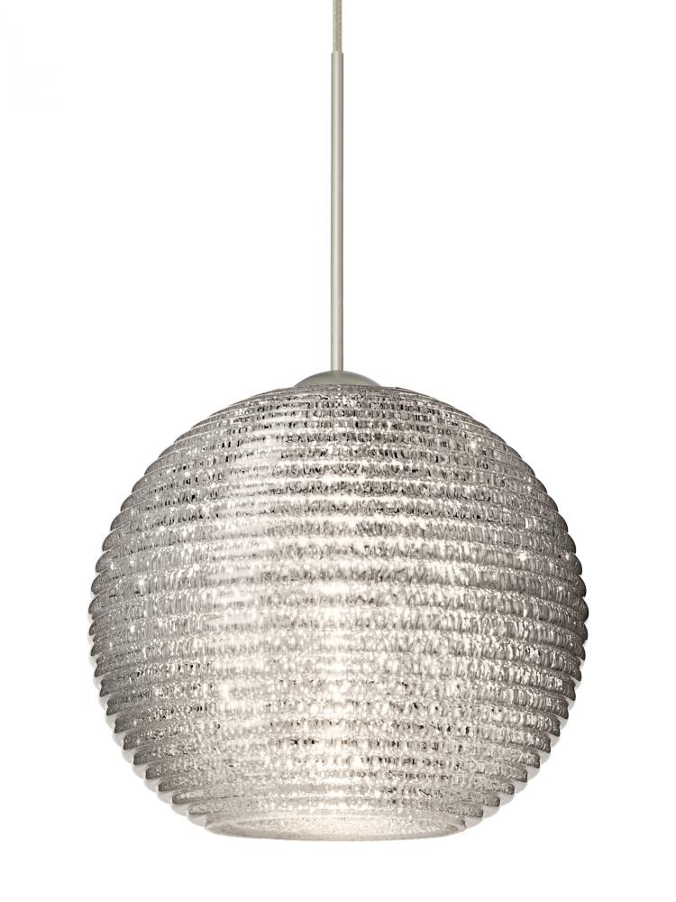 Besa Pendant Kristall 6 Satin Nickel Glitter 1xMAX GY6.35 Base, 15Ft. Cord