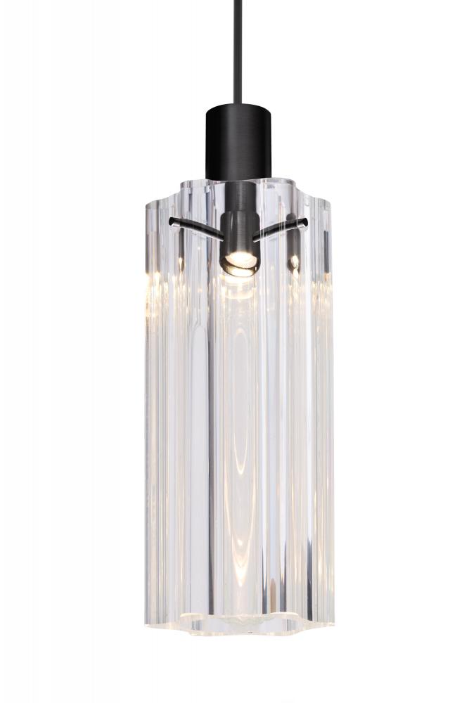 Besa Ice 7 Pendant, Clear Glass, Black Finish, 1x35W MAX GY6.35 Base