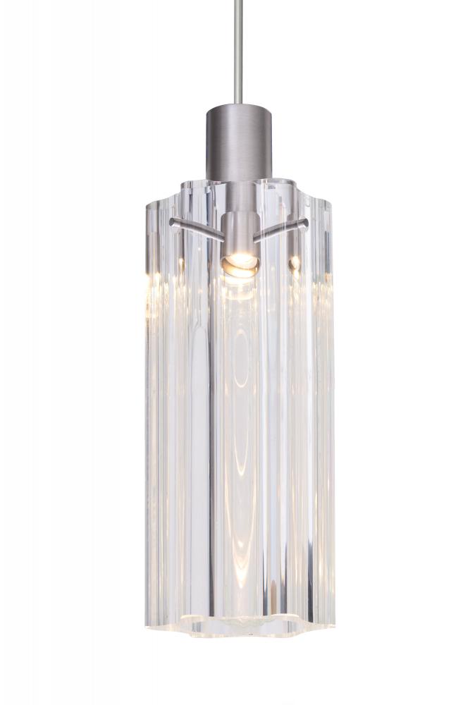 Besa Ice 7 Pendant, Clear Glass, Satin Nickel Finish, 1x35W MAX GY6.35 Base