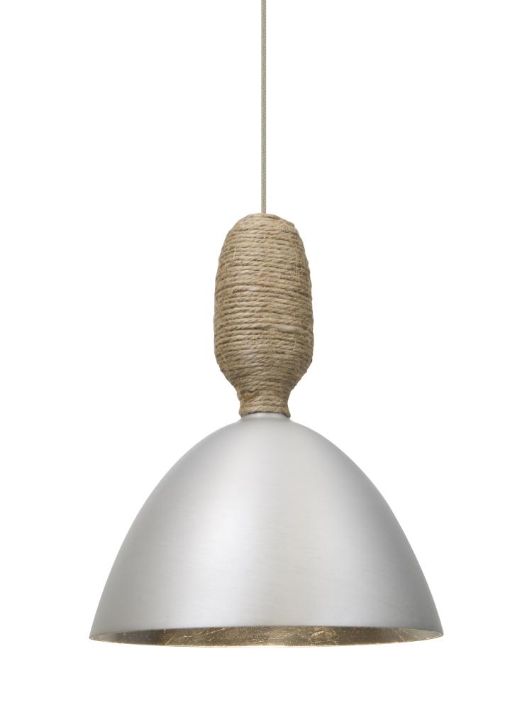 Besa Creed Cord Pendant, Satin Nickel With Silver Reflector, Satin Nickel Finish, 1x9W LED