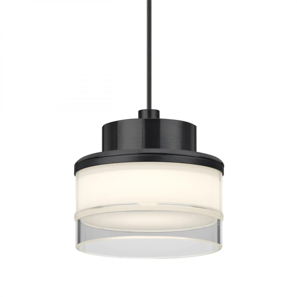 Besa Pivot Pendant, Opal Glossy/Clear, Black Finish, 1x3W LED