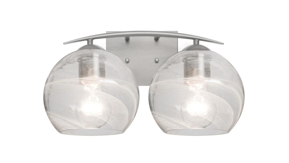 Besa, Jilly Vanity, Vapor Clear, Satin Nickel Finish, 2x60W Medium Base