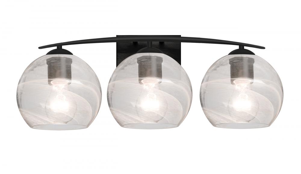 Besa, Jilly Vanity, Vapor Clear, Black Finish, 3x60W Medium Base