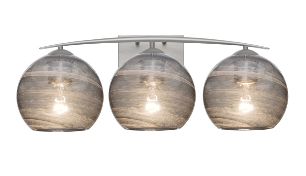 Besa, Jilly Vanity, Vapor Smoke, Satin Nickel Finish, 3x5W LED Filament