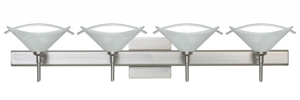 Besa Wall With SQ Canopy Hoppi Satin Nickel Marble/Clear 4x3W LED