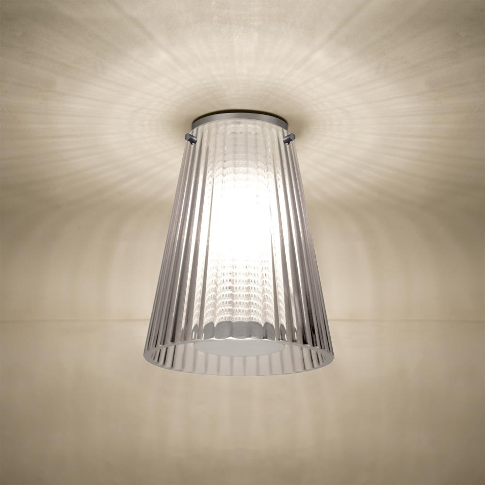 Dion Ceiling, Clear Shade, Satin Nickel Finish, 1x60W MAX Medium base