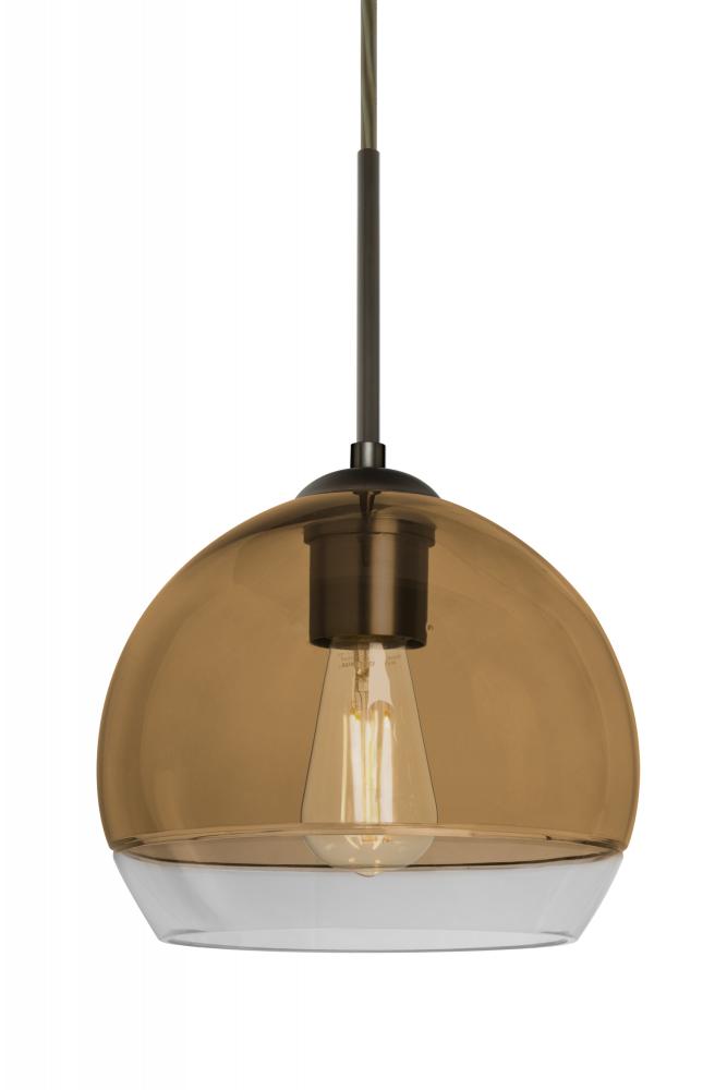 Besa, Ally 8 Cord Pendant For Multiport Canopy, Amber/Clear, Bronze Finish, 1x5W LED Filament