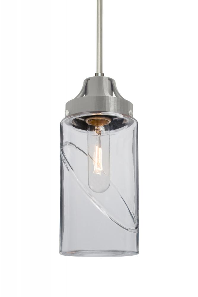 Besa, Blink Cord Pendant For Multiport Canopy, Clear, Satin Nickel Finish, 1x60W Medium Base