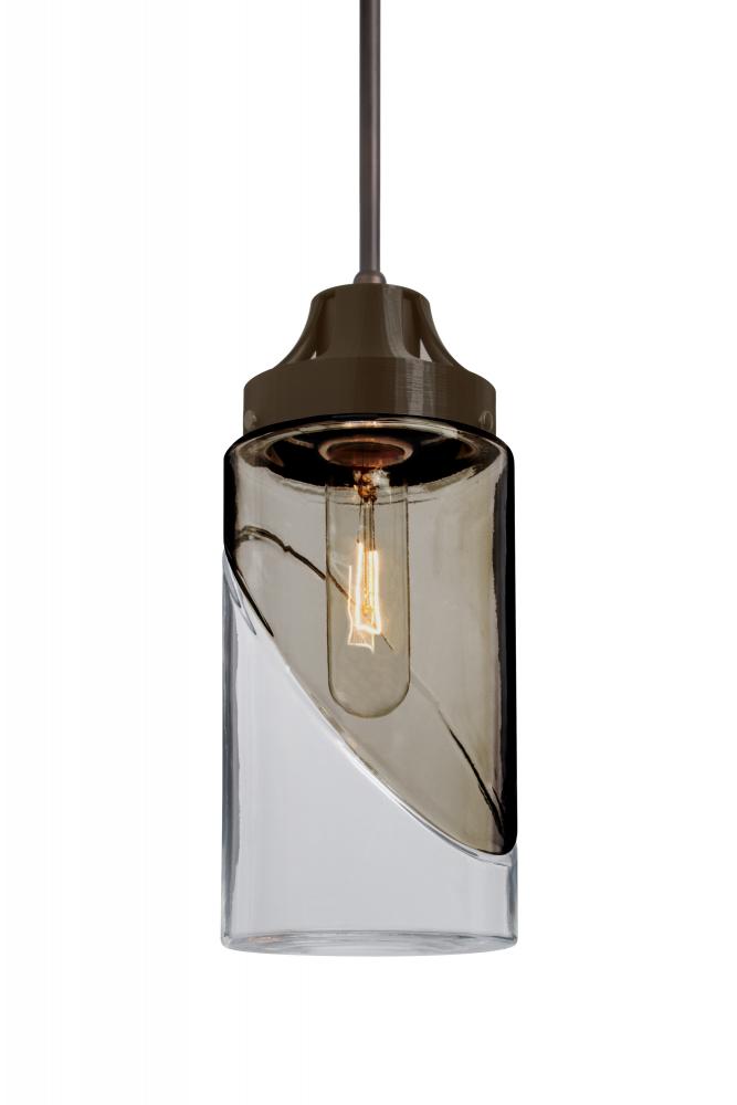 Besa, Blink Cord Pendant For Multiport Canopy, Trans. Smoke/Clear, Bronze Finish, 1x60W Medium Base