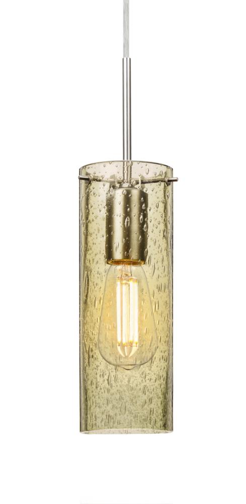 Besa, Juni 10 Pendant For Multiport Canopy, Gold Bubble, Satin Nickel, 1x4W LED Filament