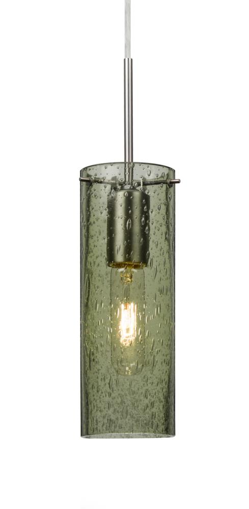 Besa, Juni 10 Pendant For Multiport Canopy, Moss Bubble, Satin Nickel, 1x60W Medium Base