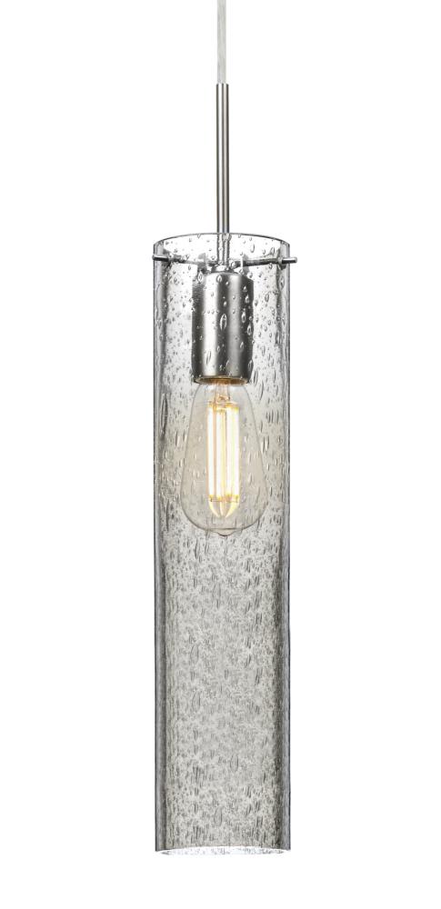 Besa, Juni 16 Pendant For Multiport Canopy, Clear Bubble, Satin Nickel, 1x4W LED Filament