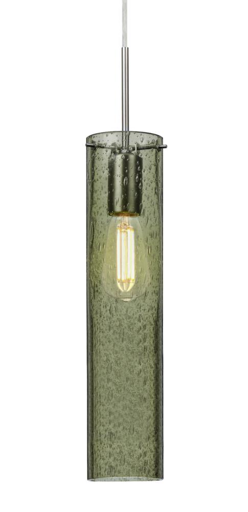 Besa, Juni 16 Pendant For Multiport Canopy, Moss Bubble, Satin Nickel, 1x4W LED Filament