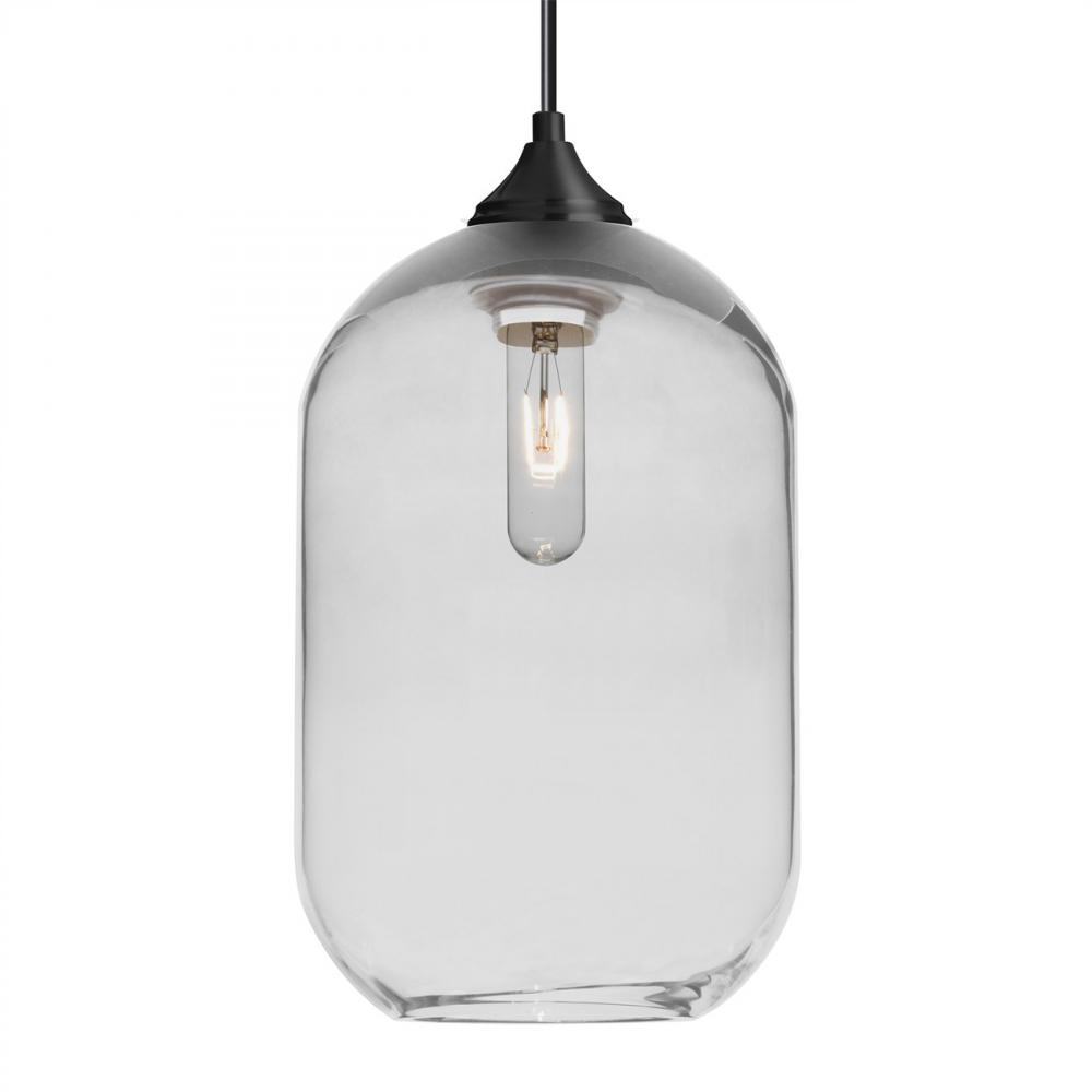 Besa, Omega 12 Cord Pendant For Multiport Canopies, Clear, Black Finish, 1x60W Medium Base