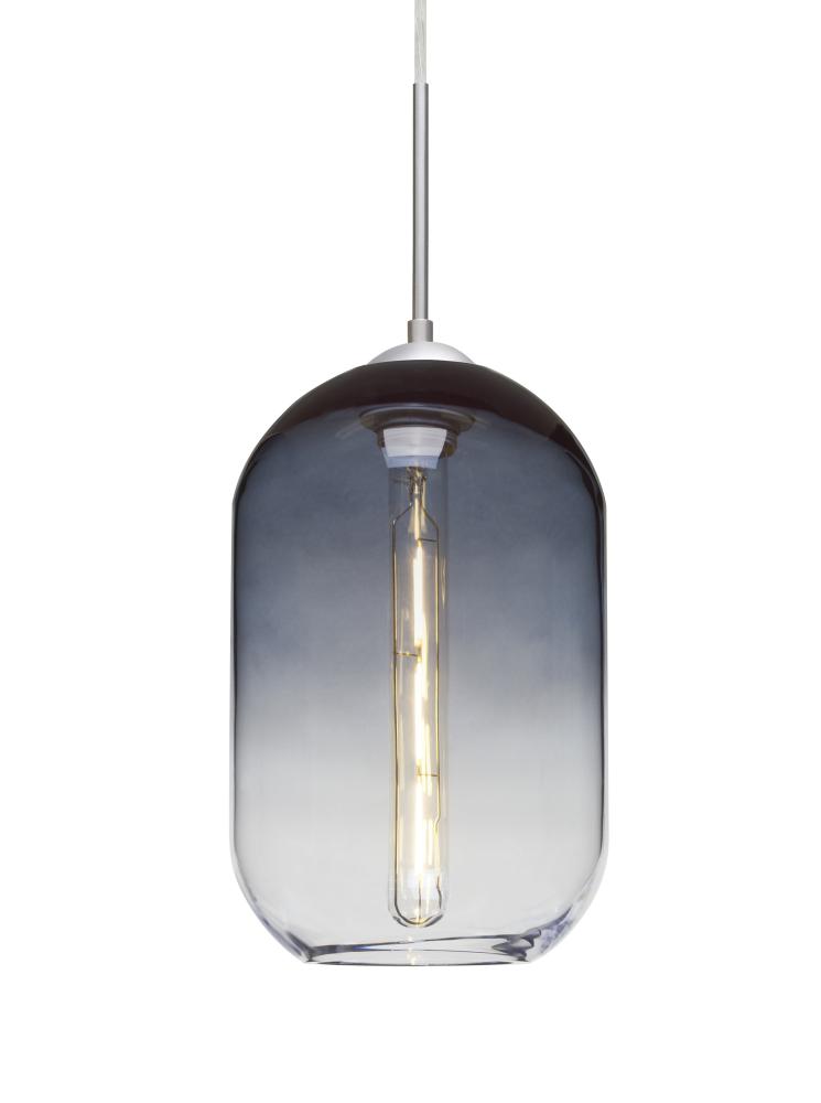 Besa, Omega 12 Cord Pendant For Multiport Canopies, Steel/Clear, Satin Nickel Finish