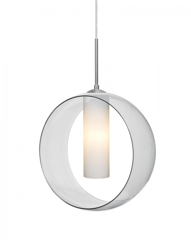 Besa, Plato Cord Pendant For Multiport Canopies, Clear/Opal, Satin Nickel Finish, 1x5W LED
