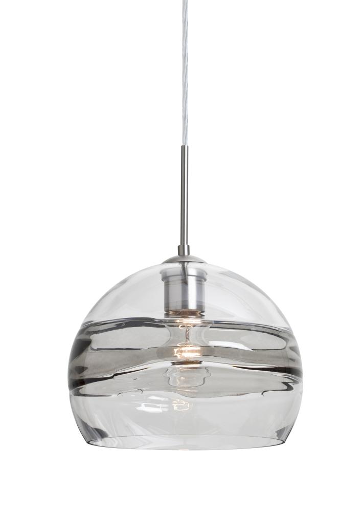 Besa Spirit 10 Pendant For Multiport Canopy, Smoke/Clear, Satin Nickel Finish, 1x60W Medium Base