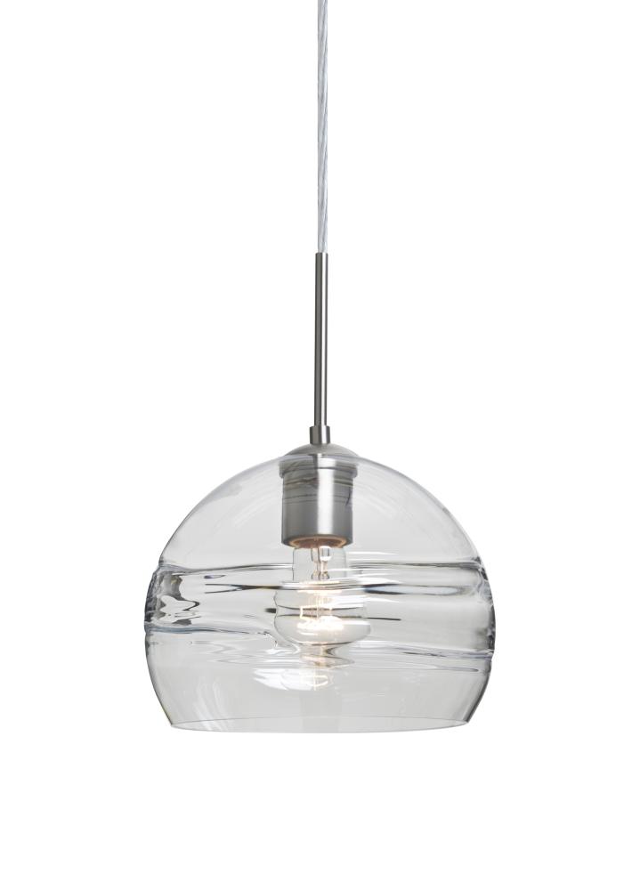 Besa Spirit 8 Pendant For Multiport Canopy, Clear, Satin Nickel Finish, 1x60W Medium Base