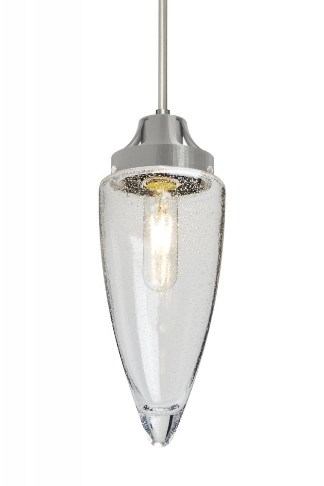 Besa, Sulu Cord Pendant For Multiport Canopy, Clear Bubble, Satin Nickel Finish, 1x8W LED Filament
