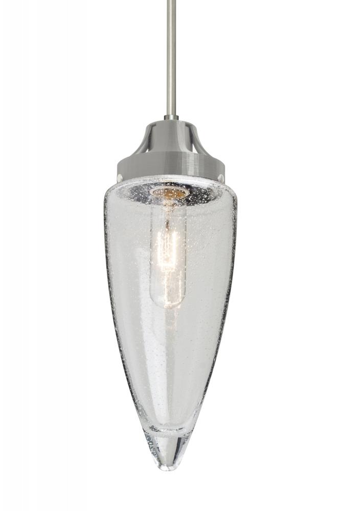 Besa, Sulu Cord Pendant For Multiport Canopy, Clear Bubble, Satin Nickel Finish, 1x60W Medium Base
